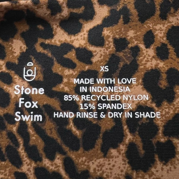 NWT Stone Fox Swim June Knotted Bikini Bottom, Leopard Print, Sahara, size XS - Picture 8 of 15